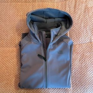 The North Face soft shell jacket, low pile fleece lined, purple-ish grey, XL